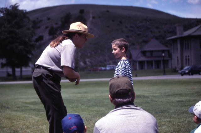 Heidi Doss leading an interpretive talk at Mammoth Hot Springs Picture