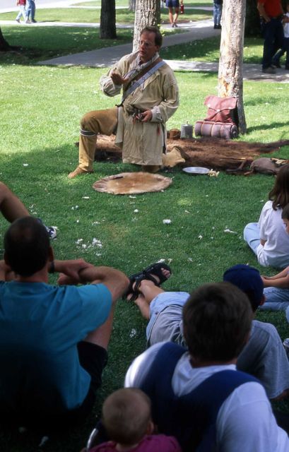 Interpretive Ranger Tom Robertson presenting a living history program at Mammoth Hot Springs Picture