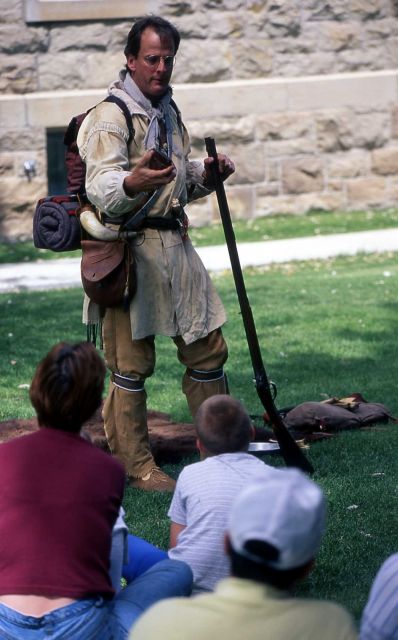 Interpretive Ranger Tom Robertson presenting a living history program at Mammoth Hot Springs Picture