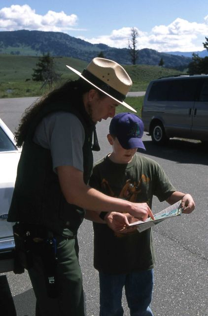 Interpretive Ranger MacNeil Lyons answering visitor questions Picture