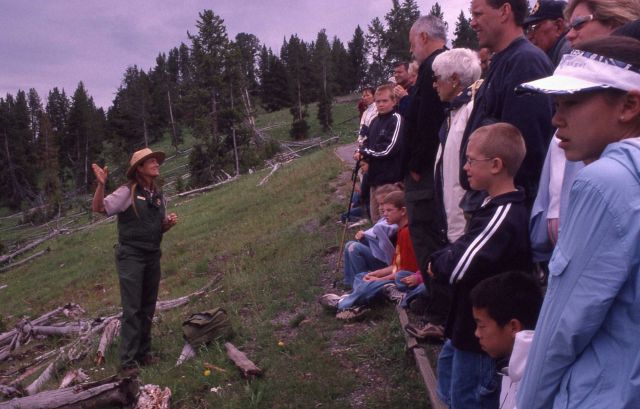 Guida Veronda leading an interpretive walk at Mud Volcano Picture
