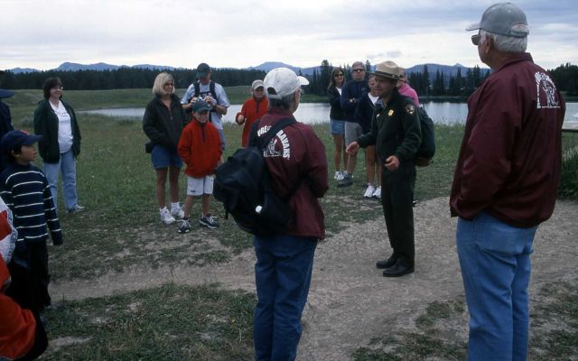 Jason Earnhardt leading an interpretive walk on Storm Point Picture