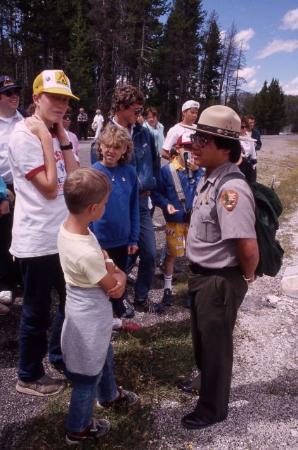 Dan Ng leading an interpretive walk in the Upper Geyser Basin Picture