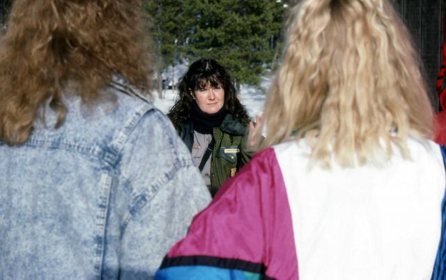 Jeannine Wagner giving interpretive talk at Madison Warming Hut Picture