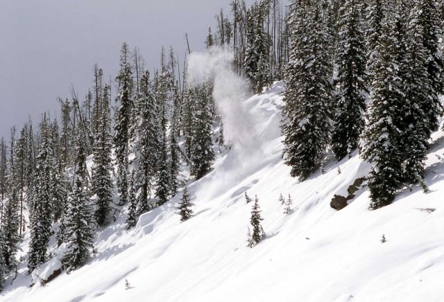 Avalauncher exploding on Talus Slope Picture