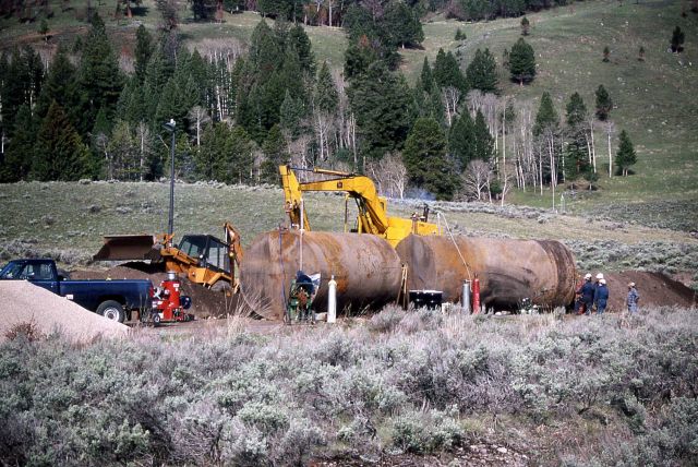 Replacing fuel tanks at the Tower gas station Picture