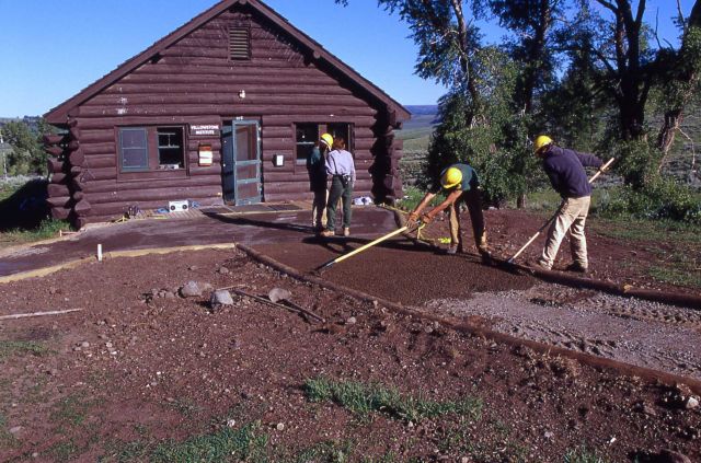 Lynn Chan & Montana Conservation Corp working on path to the Yellowstone Institute building Picture