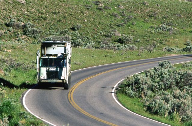 Garbage truck on the raod east of Mammoth Hot Springs Picture