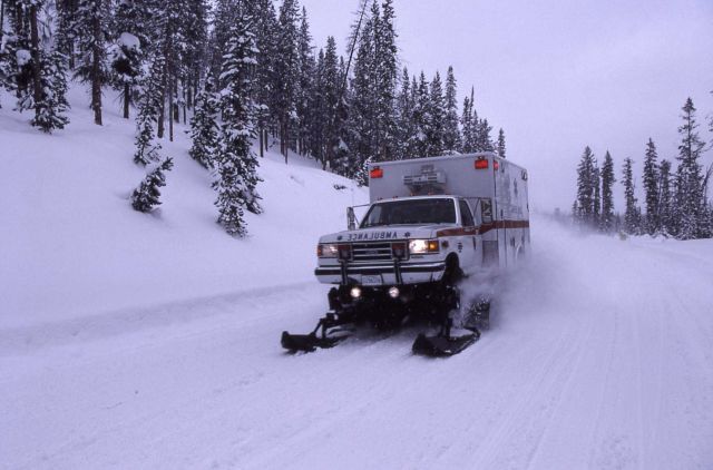 Oversnow ambulance on south entrance road Picture