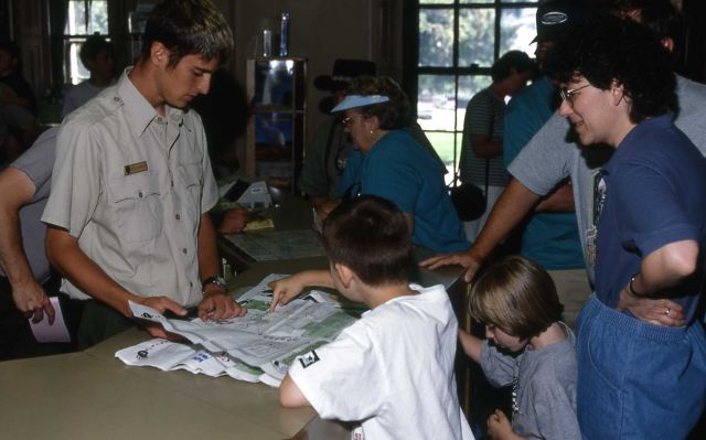 Unilever intern with Jr Rangers at the Albright Visitor Center at Mammoth Hot Springs Picture