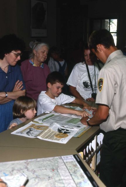 Unilever intern with Jr Rangers at the Albright Visitor Center at Mammoth Hot Springs Picture