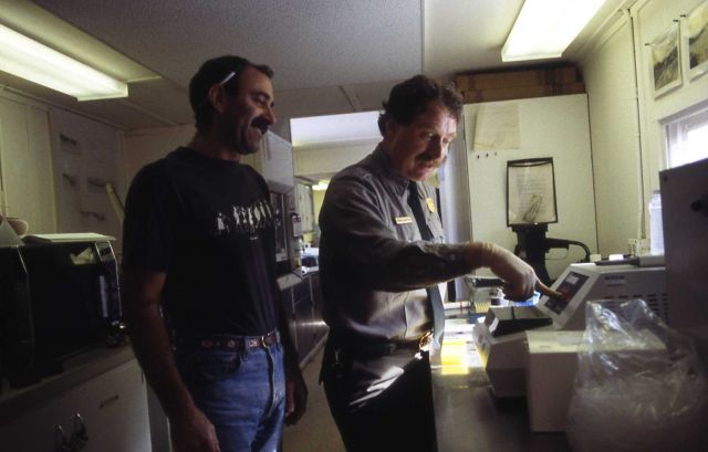 Bob Lindstrom & Rusty Rodriguez, USGS (United States Geological Survey), first PCR reaction in Yellowstone National Park - Mammoth Hot Springs lab Picture