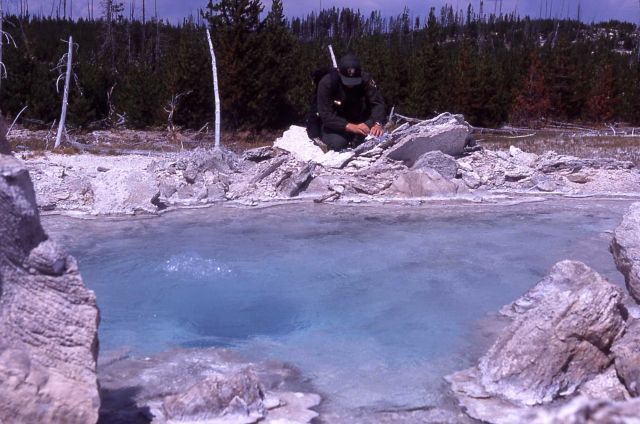Hank Heasler at Porkchop Geyser in the back basin at Norris Geyser Basin Picture