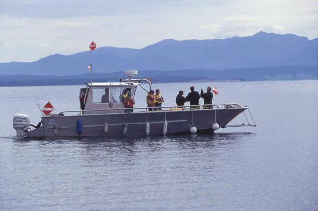 National Park Service boat with divers, headed out for spire collection Picture