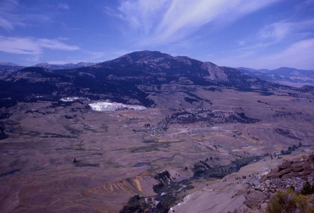Mammoth Hot Springs as seen from Mt Everts Picture