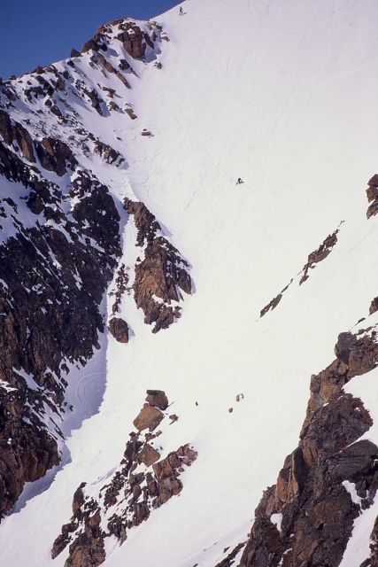Skier on Gardiner Headwall - Beartooth Mountains Picture