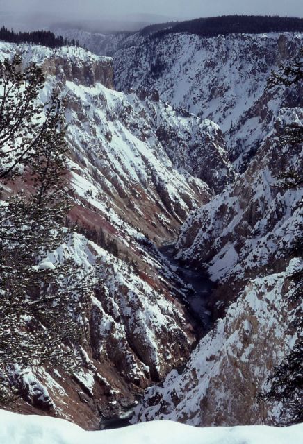 Grand Canyon wall with snow in the winter Picture