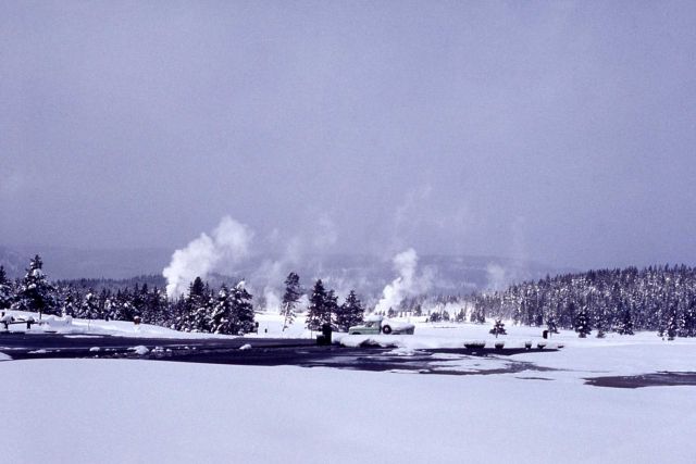 Upper Geyser Basin in winter Picture
