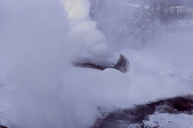 Fumerole in Norris Geyser Basin in winter Picture