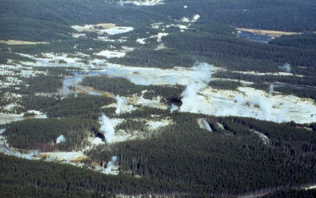 Aerial view of Norris Geyser Basin looking North Picture
