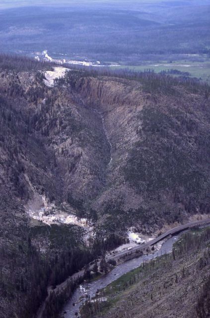 Aerial view of Beryl Spring & Monument Geyser Basin - shows fault - Norris Geyser Basin Picture