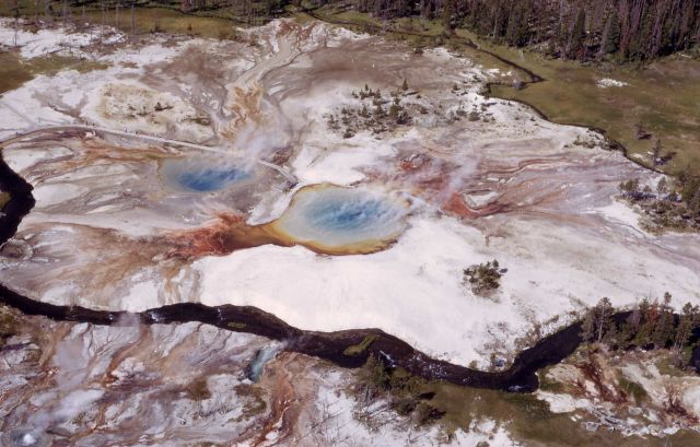 Aerial of Black Sand Basin - Upper Geyser Basin Picture