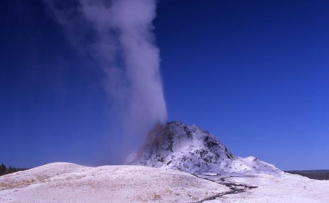 White Dome Geyser erupting, Firehole Lake Drive - Midway & Lower Geyser Basin Picture