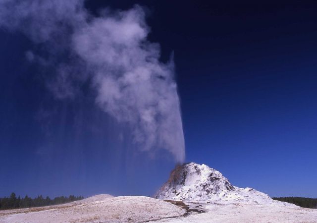 White Dome Geyser erupting, Firehole Lake Drive - Midway & Lower Geyser Basin Picture