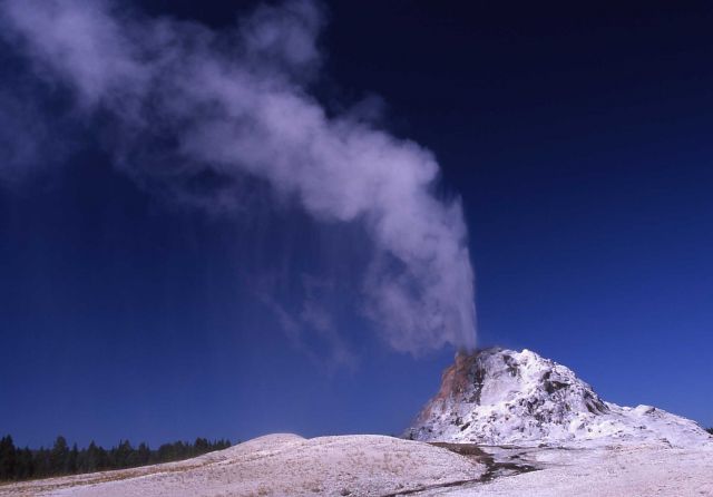 White Dome Geyser erupting, Firehole Lake Drive - Midway & Lower Geyser Basin Picture