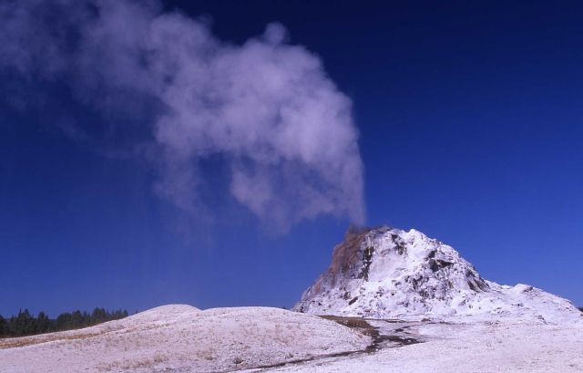 White Dome Geyser erupting, Firehole Lake Drive - Midway & Lower Geyser Basin Picture