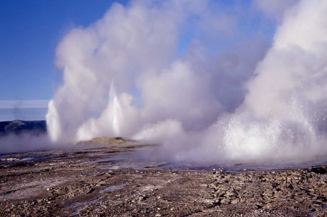 Jelly Geyser (foreground) with Clepsydra Geyser in background - Midway & Lower Geyser Basin Picture