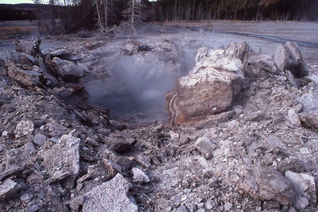 Porkchop Geyser after its explosion on September 5, 1989 - Norris Geyser Basin Picture