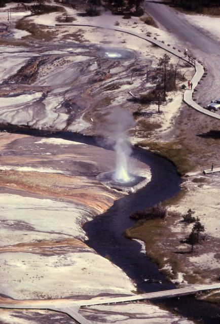 Aerial view of Cliff Geyser in Black Sand Basin - Upper Geyser Basin Picture