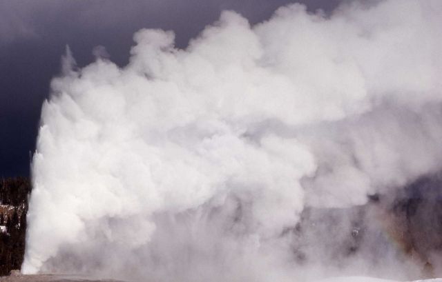 Old Faithful Geyser in the winter - Upper Geyser Basin Picture