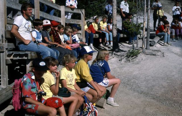 Visitors waiting for eruption of Echinus Geyser Picture