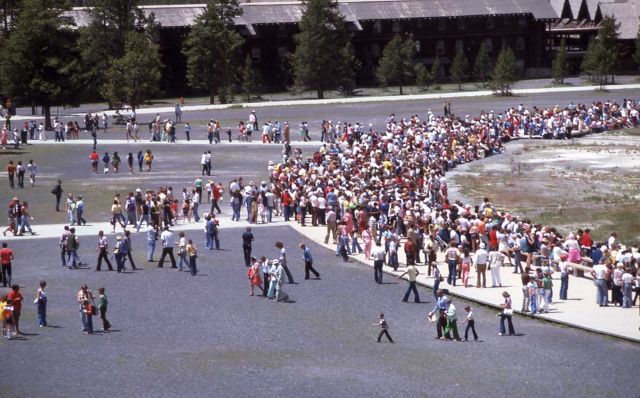 Crowds around Old Faithful Picture