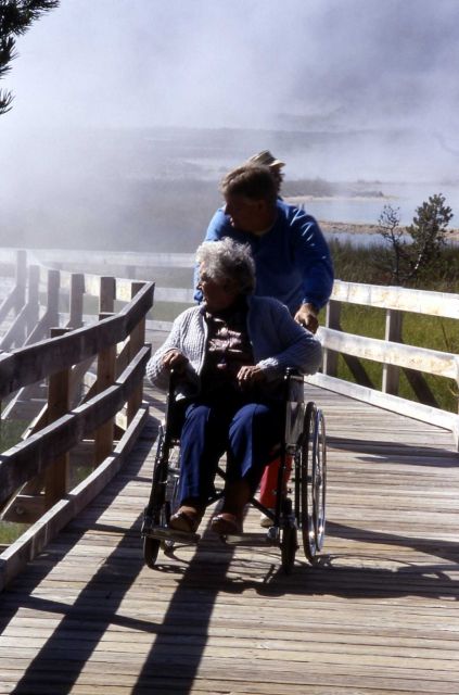 Wheelchair visitor at West Thumb Picture