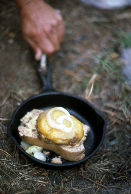 Cheeseburgers, cooked at campsite Picture