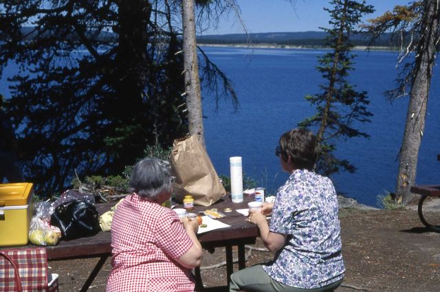 Picnicking on the shore of Yellowstone Lake Picture