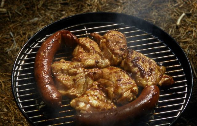 Close-up of barbeque in picnic area Picture