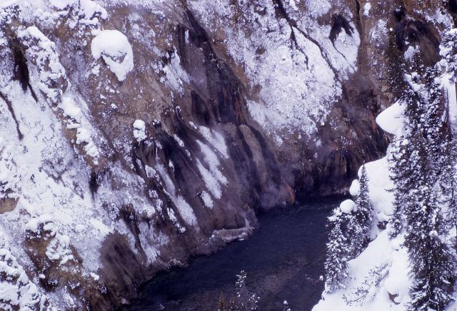 View of the walls of the Grand Canyon of Yellowstone in the winter Picture