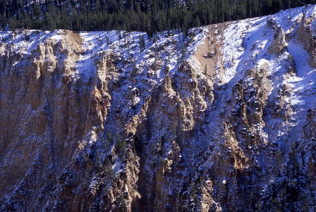 Wall of the Grand Canyon of Yellowstone with a dusting of snow Picture