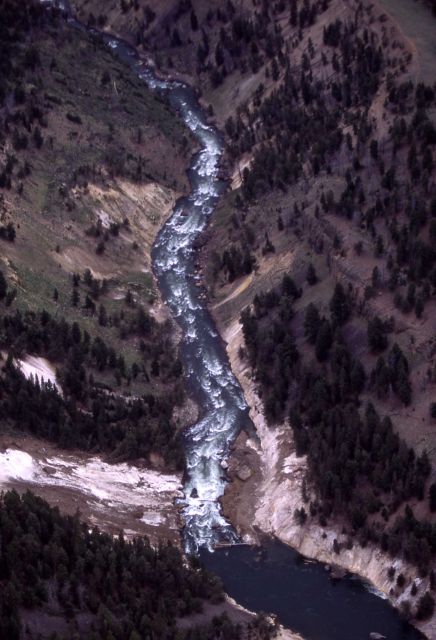 Aerial view of Yellowstone River, down river from Bumpus Butte - Tower Picture