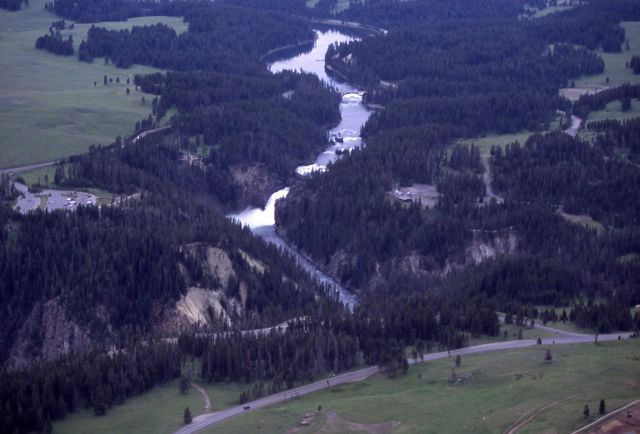 Aerial view of Upper Falls on Yellowstone River at Canyon Picture