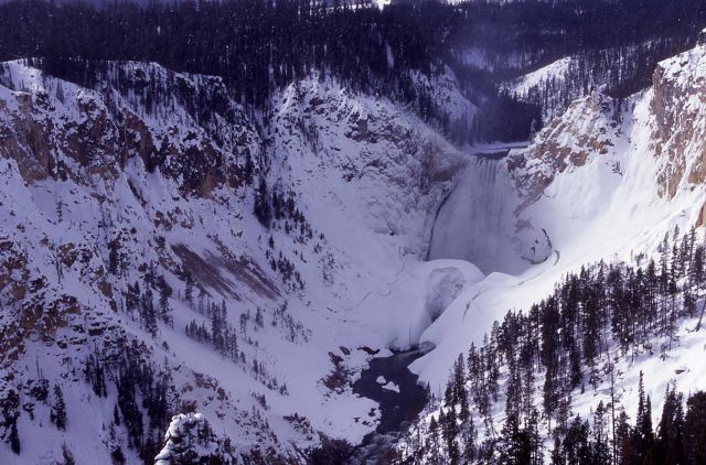 Lower Falls with a huge snow bridge in front Picture