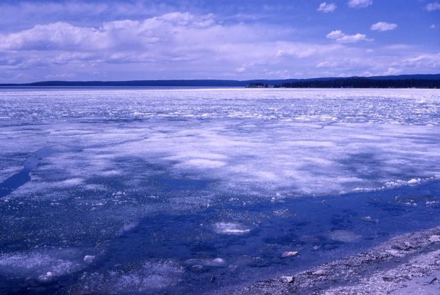 Ice thawing on Yellowstone Lake Picture