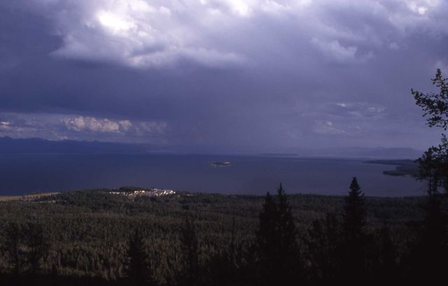 Yellowstone Lake as seen from Elephant Back trail, hotel can be seen Picture