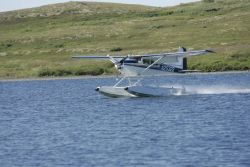 Float Plane Landing on Lake Image