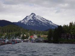Mount McGinnis seen rising above Juneau. Image