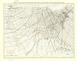 Lines of equal magnetic declination and equal annual change for 1935. Image